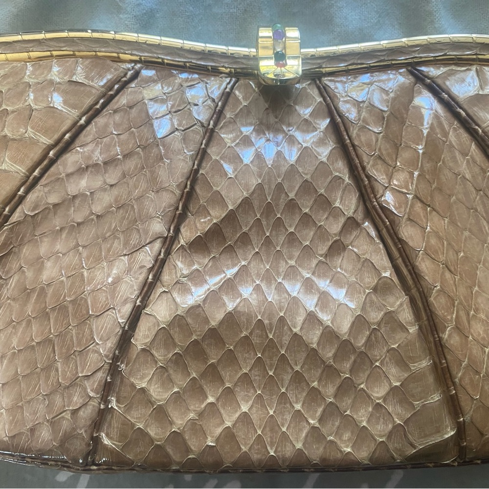 Beautiful Judith Leiber Python Leather Clutch. - image 2